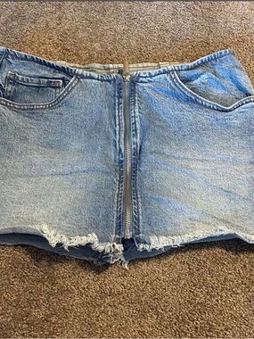 wild fable Light Blue Denim Mini Skirt with Front Zip